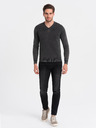 Ombre Clothing Černý pánský basic svetr s véčkovým výstřihem Ombre Clothing