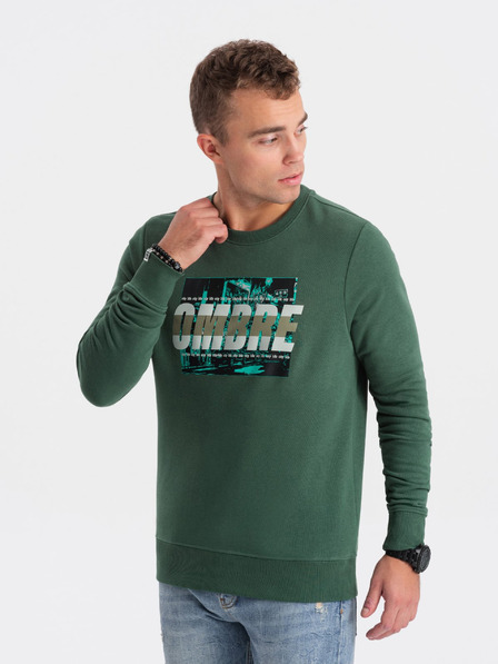 Ombre Clothing Zelená pánská mikina s potiskem Ombre Clothing