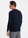 Ombre Clothing Tmavě modrý pánský basic svetr se stojáčkem Ombre Clothing