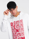 Ombre Clothing Červeno-bílá pánská mikina s kapucí a potiskem Ombre Clothing