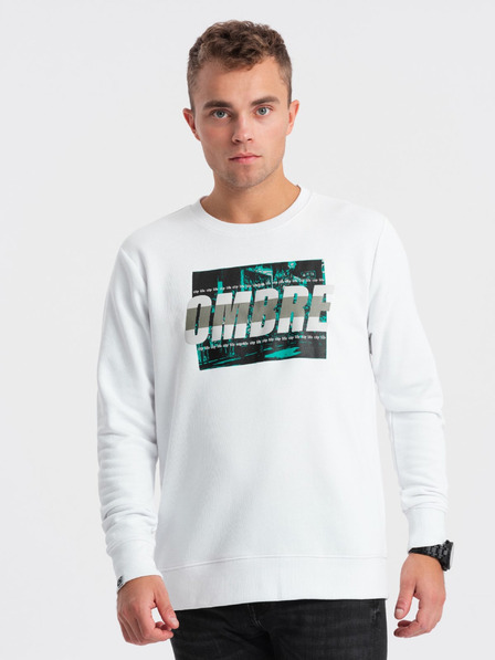 Ombre Clothing Bílá pánská mikina s potiskem Ombre Clothing