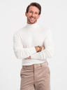 Ombre Clothing Krémový pánský basic svetr s rolákem Ombre Clothing