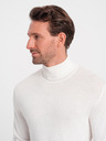 Ombre Clothing Krémový pánský basic svetr s rolákem Ombre Clothing