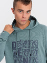 Ombre Clothing Modrá pánská mikina s kapucí a potiskem Ombre Clothing