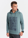 Ombre Clothing Modrá pánská mikina s kapucí a potiskem Ombre Clothing
