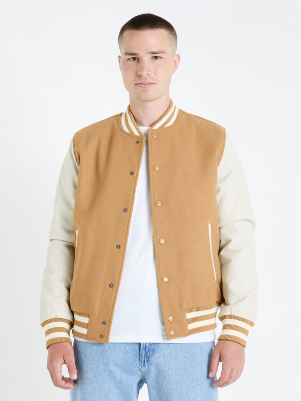 Celio Béžový pánský bomber s příměsí vlny Celio Fuvarsi