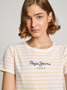Pepe Jeans Žluto-bílé dámské pruhované tričko Pepe Jeans