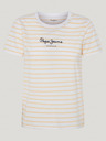 Pepe Jeans Žluto-bílé dámské pruhované tričko Pepe Jeans