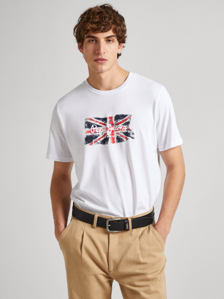 Pepe Jeans Bílé pánské tričko Pepe Jeans