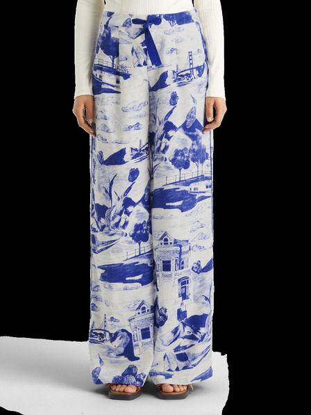 Scotch & Soda Modré dámské vzorované kalhoty Scotch & Soda Eleni
