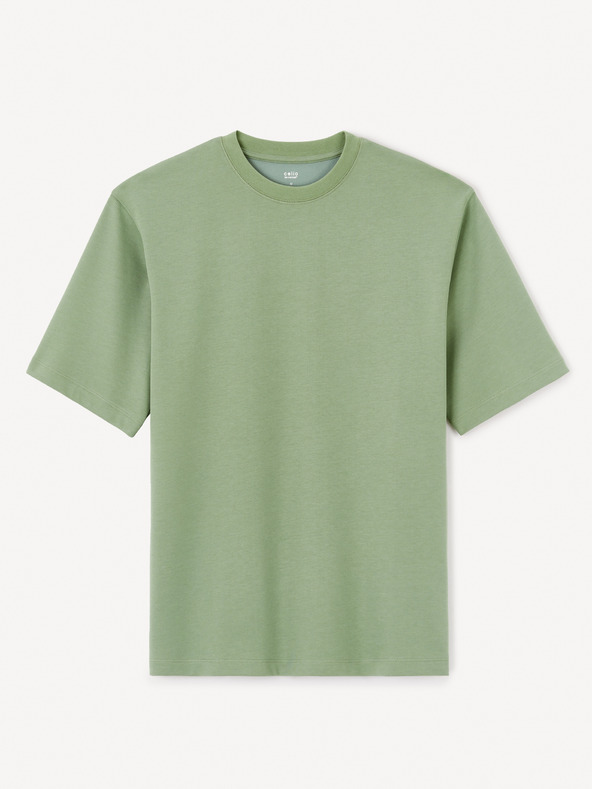 Celio Zelené pánské oversize tričko Celio Gehem