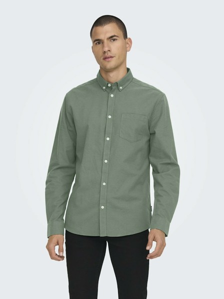ONLY & SONS Zelená pánská košile ONLY & SONS Alvaro