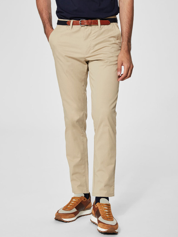 SELECTED Béžové slim fit chino kalhoty Selected Homme Yard