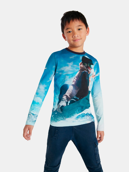 Desigual Modré klučičí tričko s motivem Desigual Snow