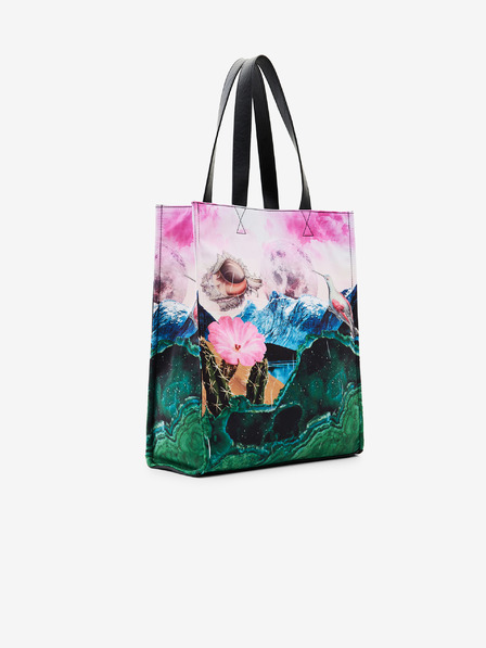 Desigual Zeleno-růžový dámský vzorovaný shopper Desigual Paisaje Surreal