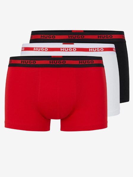 HUGO Sada tří pánských boxerek v černé, červené a bílé barvě HUGO