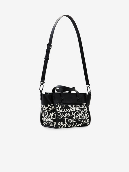 Desigual Krémovo-černá dámská vzorovaná kabelka Desigual Lettering Guimar Mini