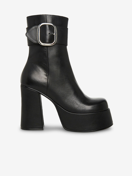 Steve Madden Černé dámské kožené kotníkové boty na podpatku Steve Madden Siren