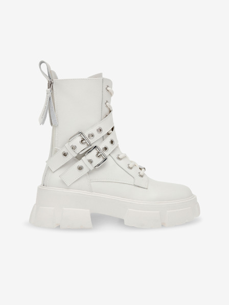 Steve Madden Bílé dámské kožené kotníkové boty Steve Madden Traction Bootie
