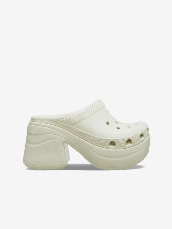 Crocs Krémové dámské pantofle na podpatku Crocs Siren Clog