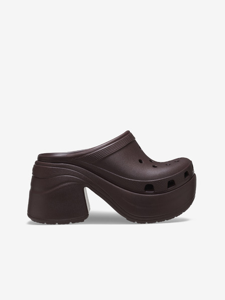 Crocs Hnědé dámské pantofle na podpatku Crocs Siren Clog