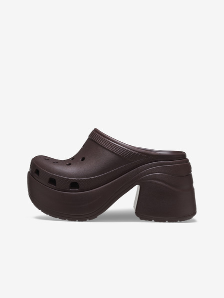 Crocs Hnědé dámské pantofle na podpatku Crocs Siren Clog