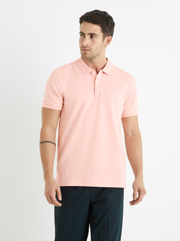 Celio Světle růžové polo tričko Celio Teone