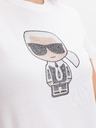 Karl Lagerfeld Bílé dámské vzorované tričko KARL LAGERFELD