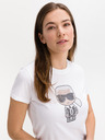 Karl Lagerfeld Bílé dámské vzorované tričko KARL LAGERFELD