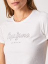 Pepe Jeans Bílé dámské tričko s ozdobnými kamínky Pepe Jeans Beatrice