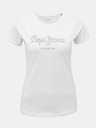 Pepe Jeans Bílé dámské tričko s ozdobnými kamínky Pepe Jeans Beatrice