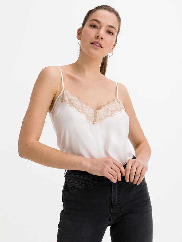 Salsa Jeans Bílé dámské tílko s krajkou Salsa Jeans