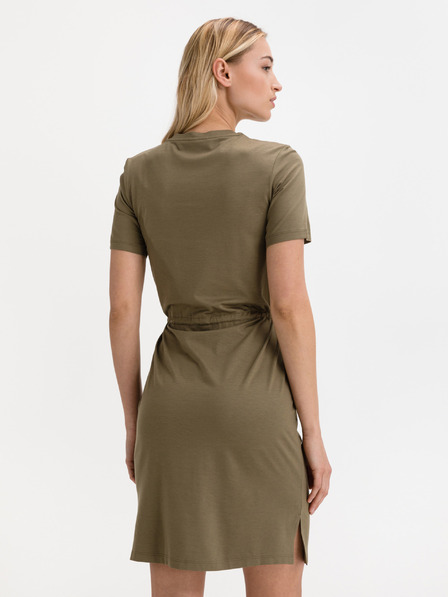 SuperDry Khaki dámské krátké šaty se stahováním v pase SuperDry