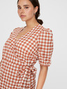 Vero Moda Curve Hnědé kostkované zavinovací šaty VERO MODA CURVE Tamitta