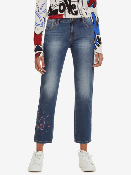 Desigual Modré dámské straight fit džíny Desigual Sanford