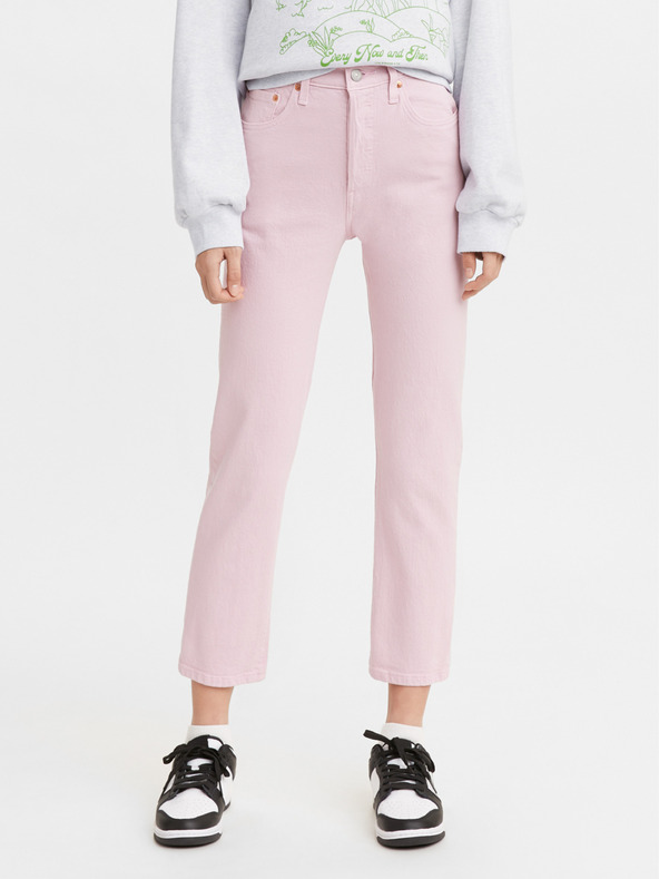 Levi's® Růžové dámské straight fit džíny Levi's® 501 Crop Dark Lilac