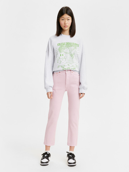Levi's® Růžové dámské straight fit džíny Levi's® 501 Crop Dark Lilac