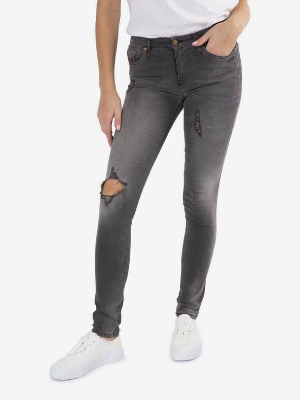 Diesel Tmavě šedé dámské skinny fit džíny Diesel Skinzee