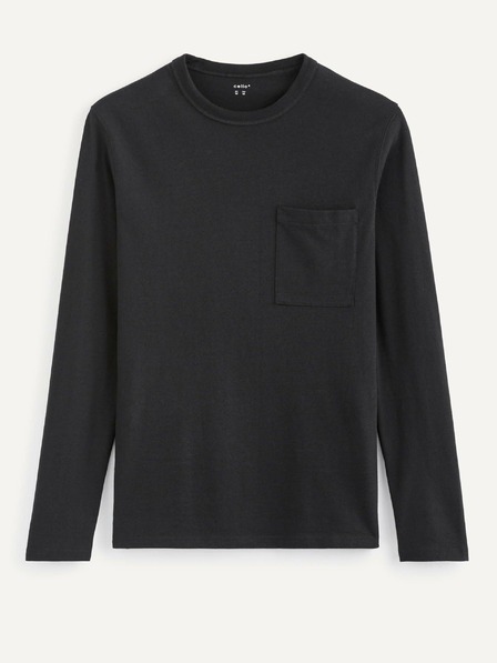 Celio Černé pánské basic tričko s kapsou Celio