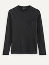 Celio Černé pánské basic tričko s kapsou Celio