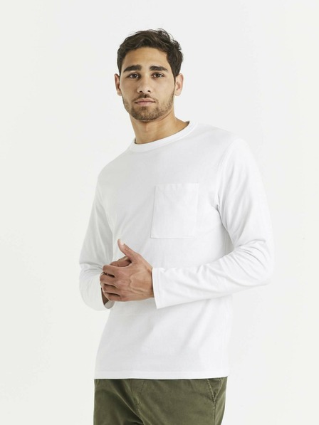 Celio Bílé pánské basic tričko s kapsou Celio