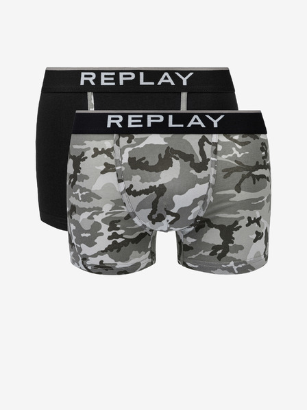 Replay Sada dvou boxerek v černé a šedé barvě Replay