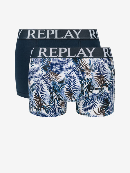 Replay Sada dvou boxerek v modré barvě Replay Foliage