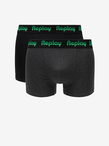 Replay Sada dvou boxerek v černé a šedé barvě Replay