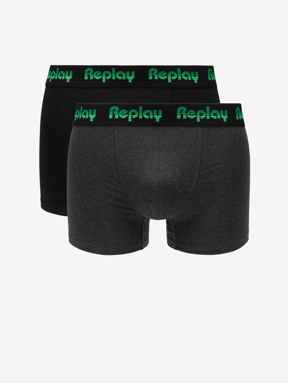 Replay Sada dvou boxerek v černé a šedé barvě Replay