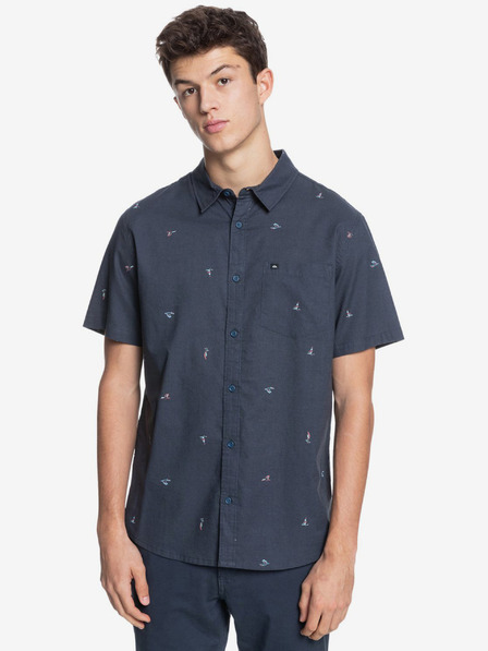 Quiksilver Tmavě modrá pánská vzorovaná košile s krátkým rukávem Quiksilver