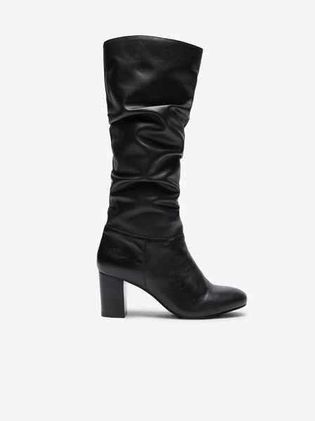 Dorothy Perkins Černé kožené kozačky Dorothy Perkins
