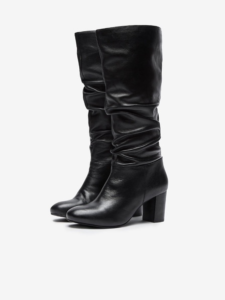 Dorothy Perkins Černé kožené kozačky Dorothy Perkins