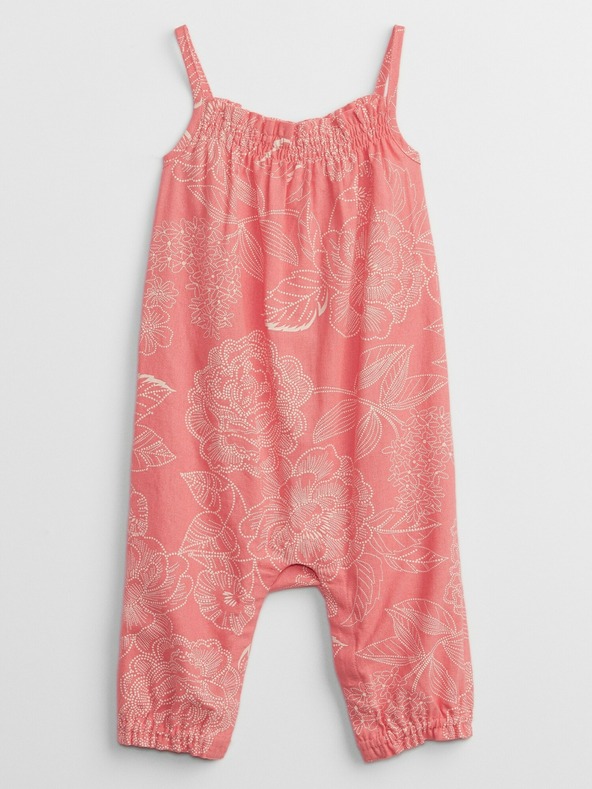 GAP Baby lněný květovaný overal GAP