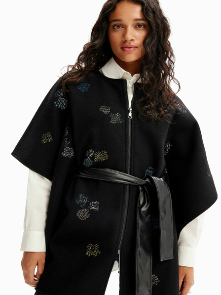 Desigual Černé dámské vzorované pončo Desigual  Threadflor Milan